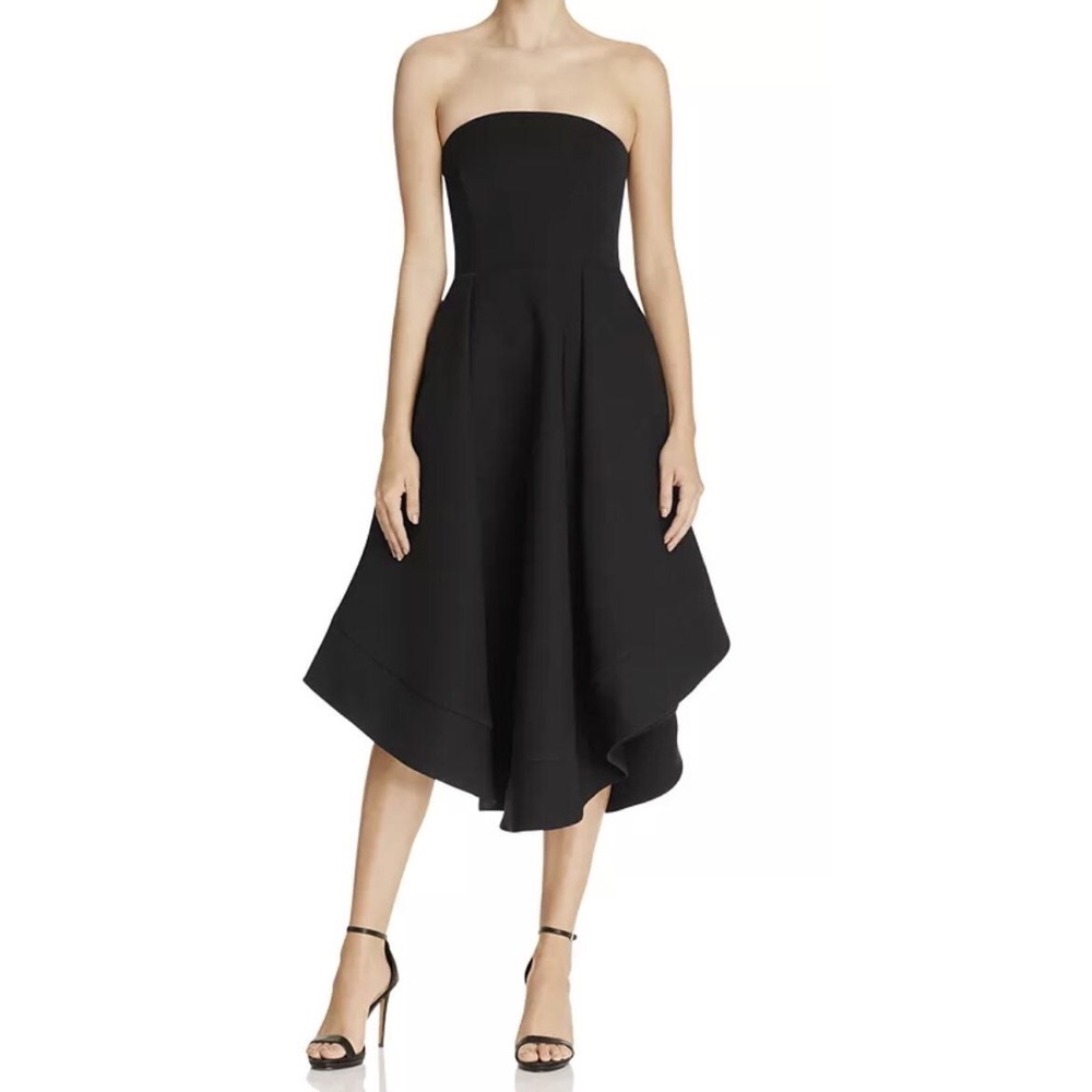 C/Meo Waves Black Strapless Dress